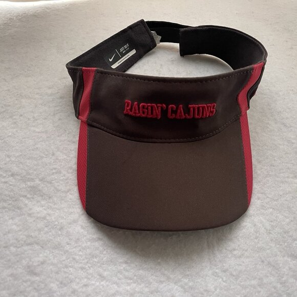 Nike Rajun Cajuns Visor University Louisiana Lafayette Brown Red Adjustable ULL - Picture 6 of 16